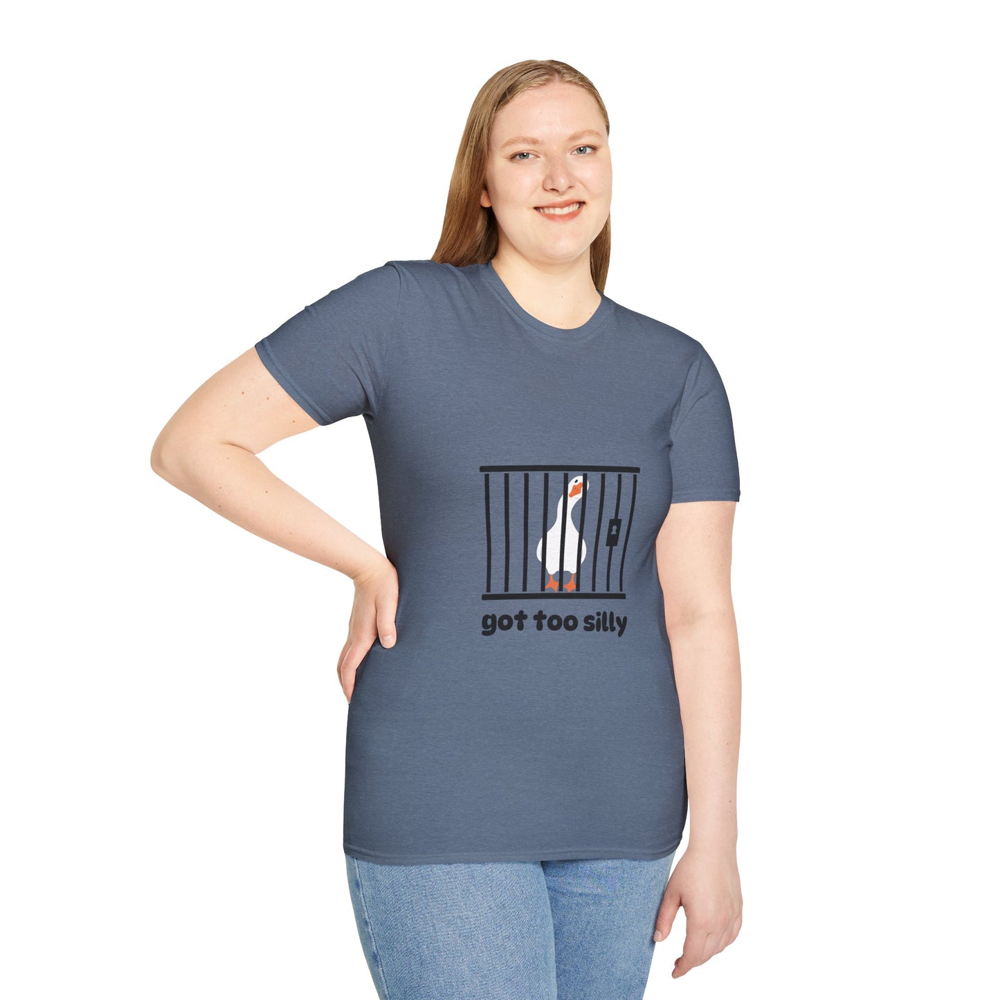 Funny Unisex Softstyle T-Shirt - 'Got Too Silly' Goose Design