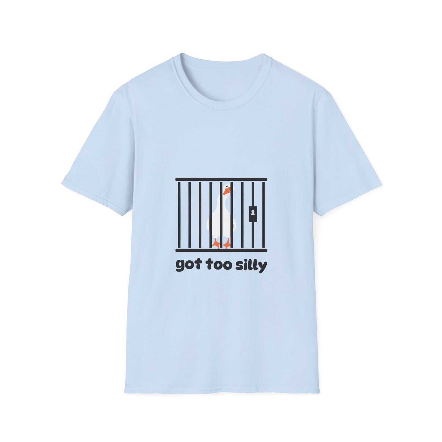 Funny Unisex Softstyle T-Shirt - 'Got Too Silly' Goose Design