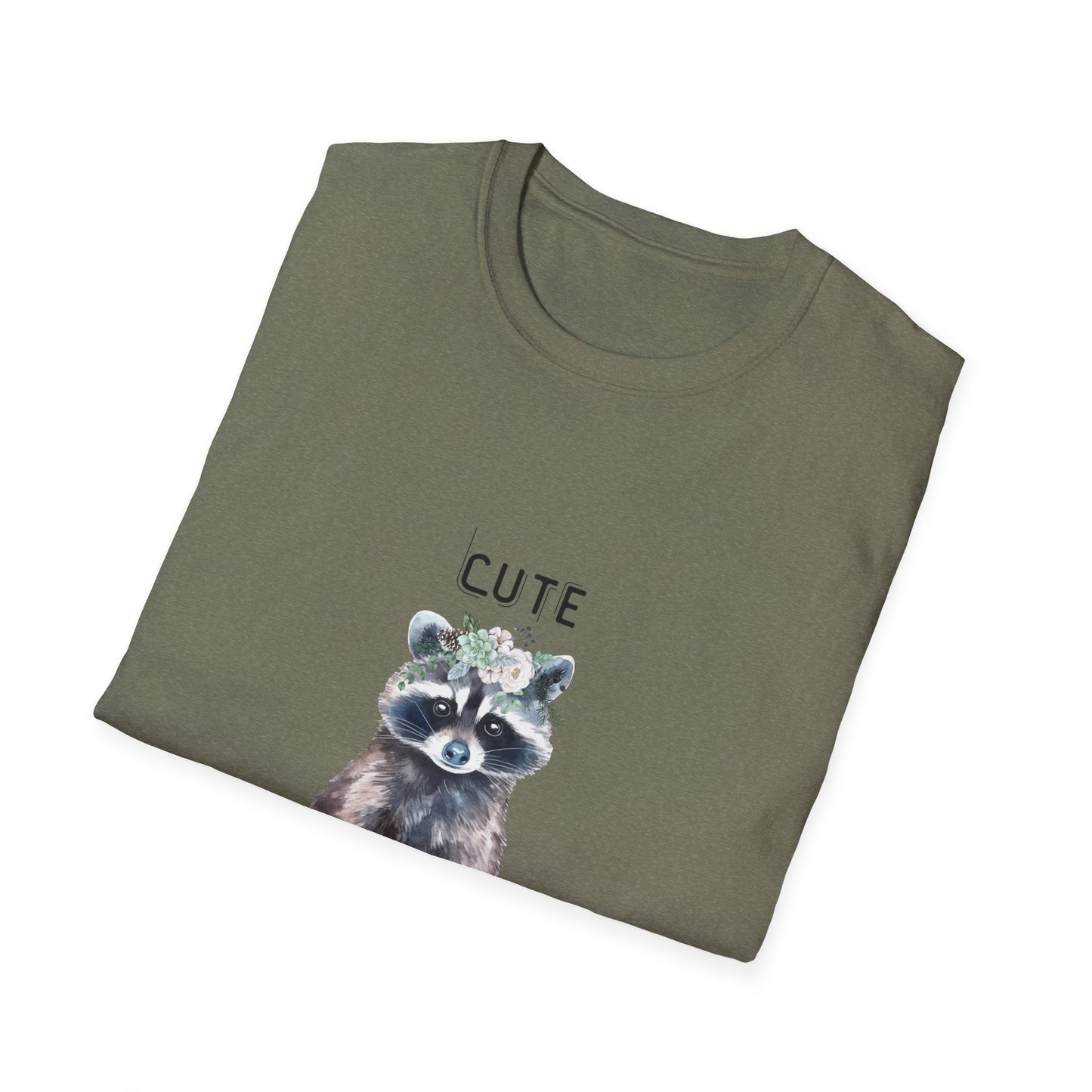 Cute But Feral Softstyle T-Shirt - Funny Raccoon Graphic Tee