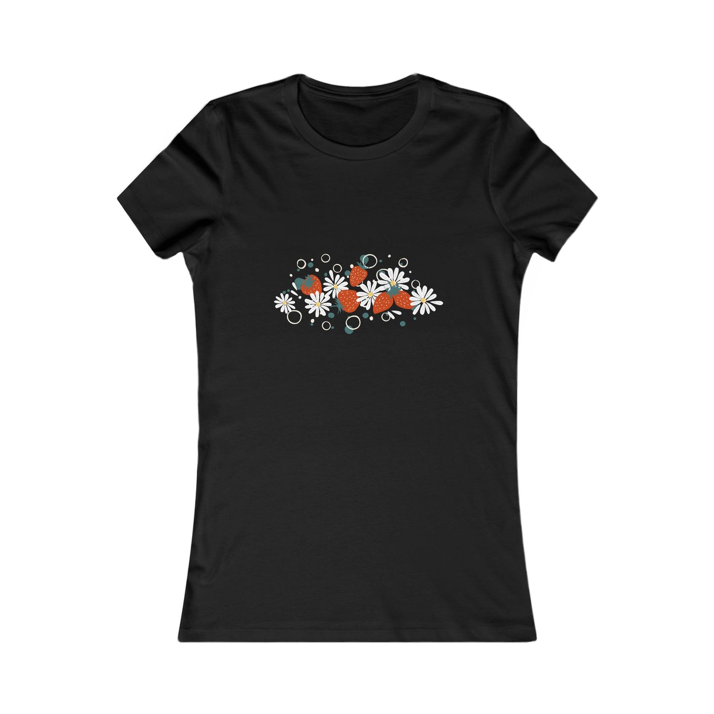 Women's Tee - Cute Strawberry and Daisy Design