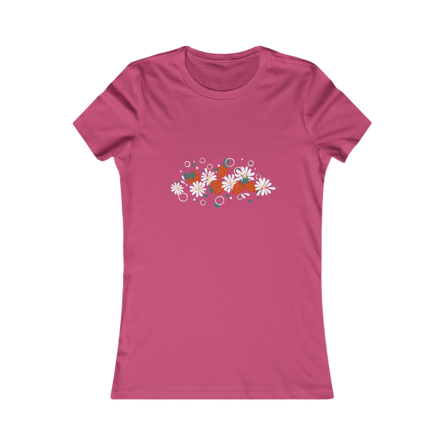 Women's Tee - Cute Strawberry and Daisy Design