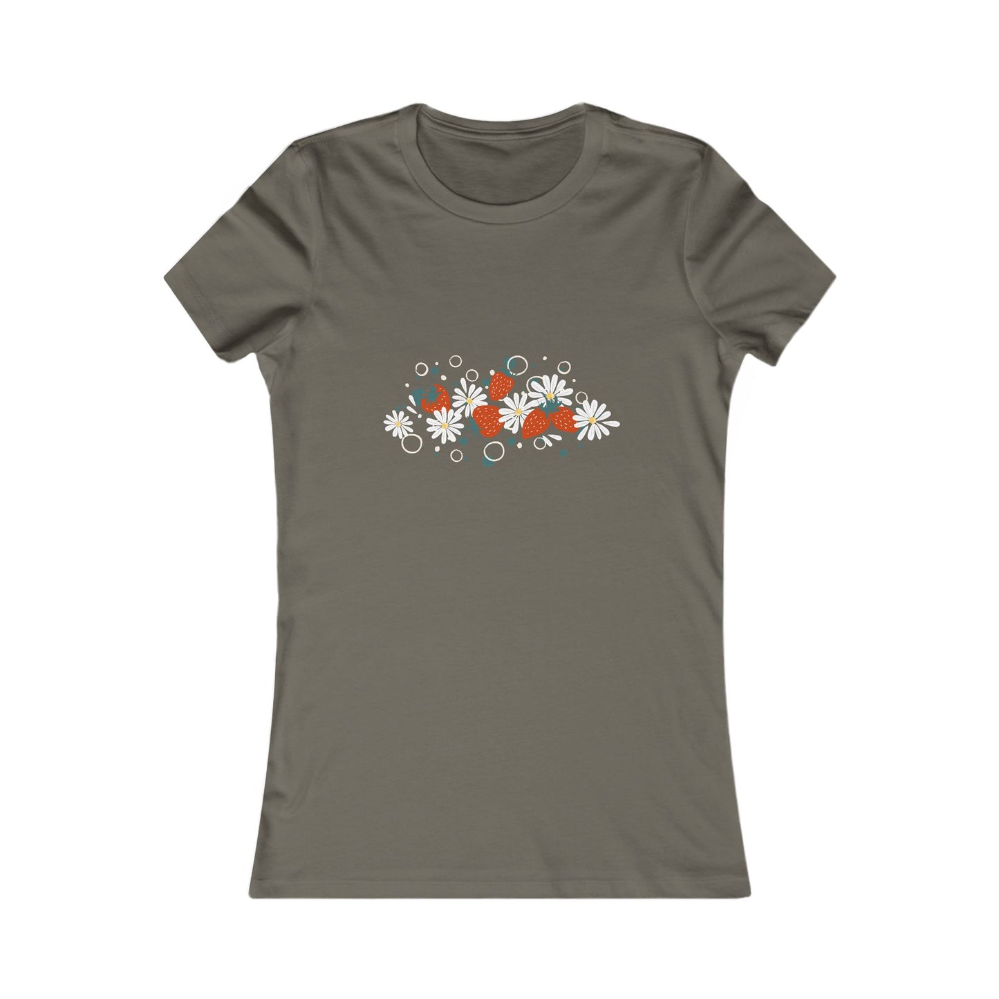 Women's Tee - Cute Strawberry and Daisy Design