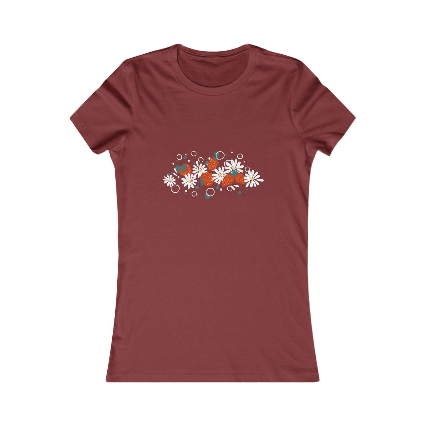 Women's Tee - Cute Strawberry and Daisy Design